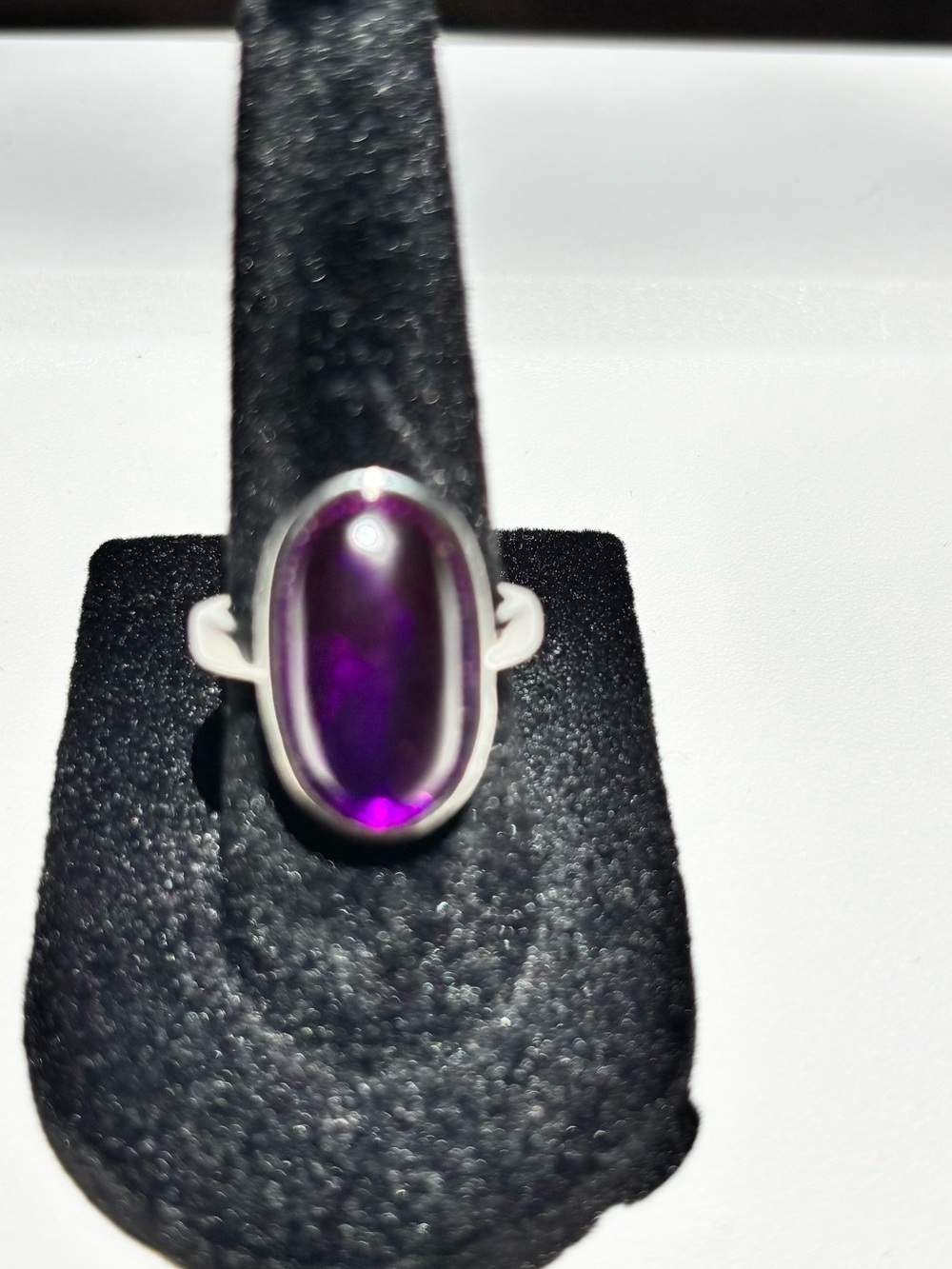 Silver Purple Cabochon Ring Size 6
